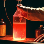**Darkroom Alchemist's Touch**: A close-up shot of a photographer's hands, stained with chemicals, carefully agitating a developing tank in a dimly lit analog darkroom. The scene is bathed in a warm, ethereal red safelight glow, highlighting vintage equipment, chemical bottles, and a hint of film negatives hanging to dry. Emphasize the tactile, magical, and artisanal process of film development, with a sense of quiet concentration and an almost alchemical transformation. Detailed, cinematic, moody lighting, subtle film grain, sharp focus on hands and equipment.