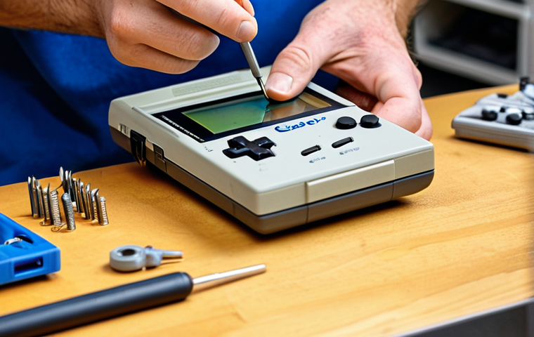 Restoring a Game Boy**
"A close-up shot of hands carefully repairing a classic Game Boy console on a clean, well-lit workbench. The focus is on the intricate details of the electronics and the tools being used (small screwdriver, tweezers). The person is wearing a short-sleeved polo shirt. Include a small container holding screws. safe for work, appropriate content, fully clothed, perfect anatomy, correct proportions, natural pose, professional, family-friendly. "High quality photo, sharp focus, bright lighting."
**