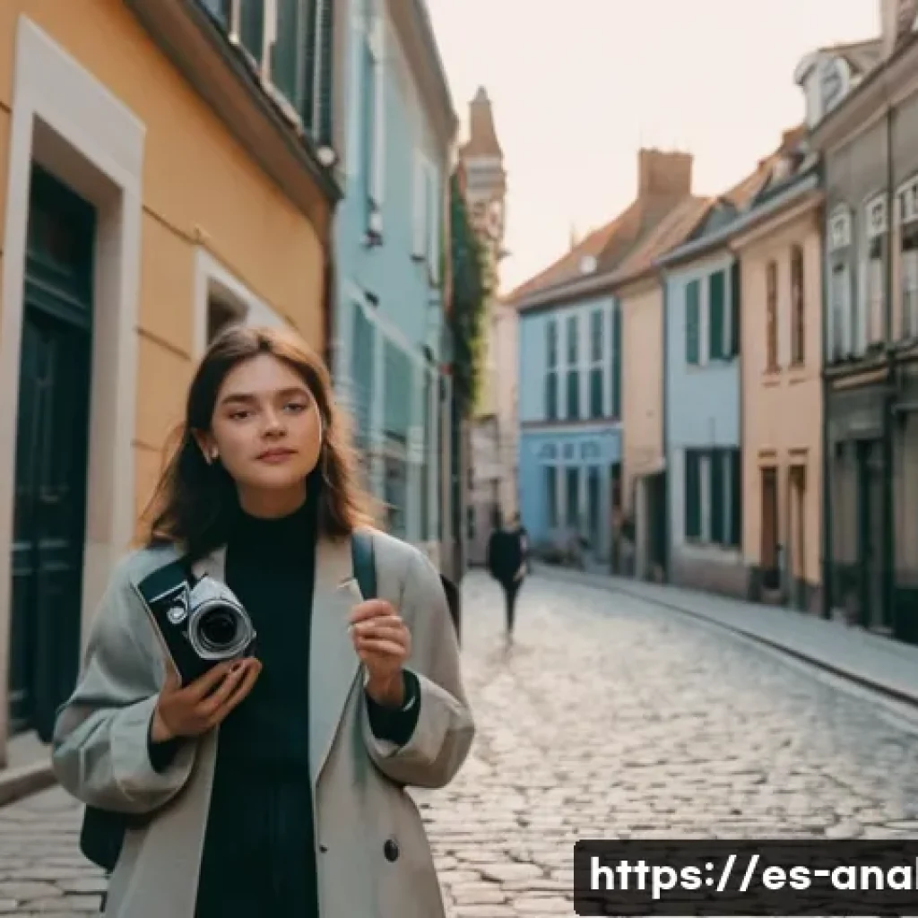 레트로 아날로그 카메라 - **Prompt:** A young woman, dressed in comfortable, stylish street clothes, holds a vintage analog ca...